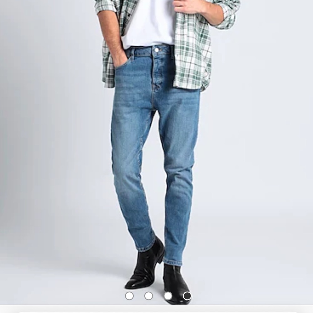 Topman Denim Jeans. Tapered. Dark slight wash. Size W34 L34. NWT